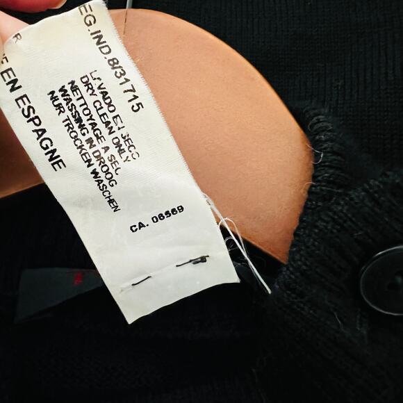 Vintage 80s Torras Leather Accent Argyle Sweater Mock Neck Side Button - 42 - Picture 10 of 10